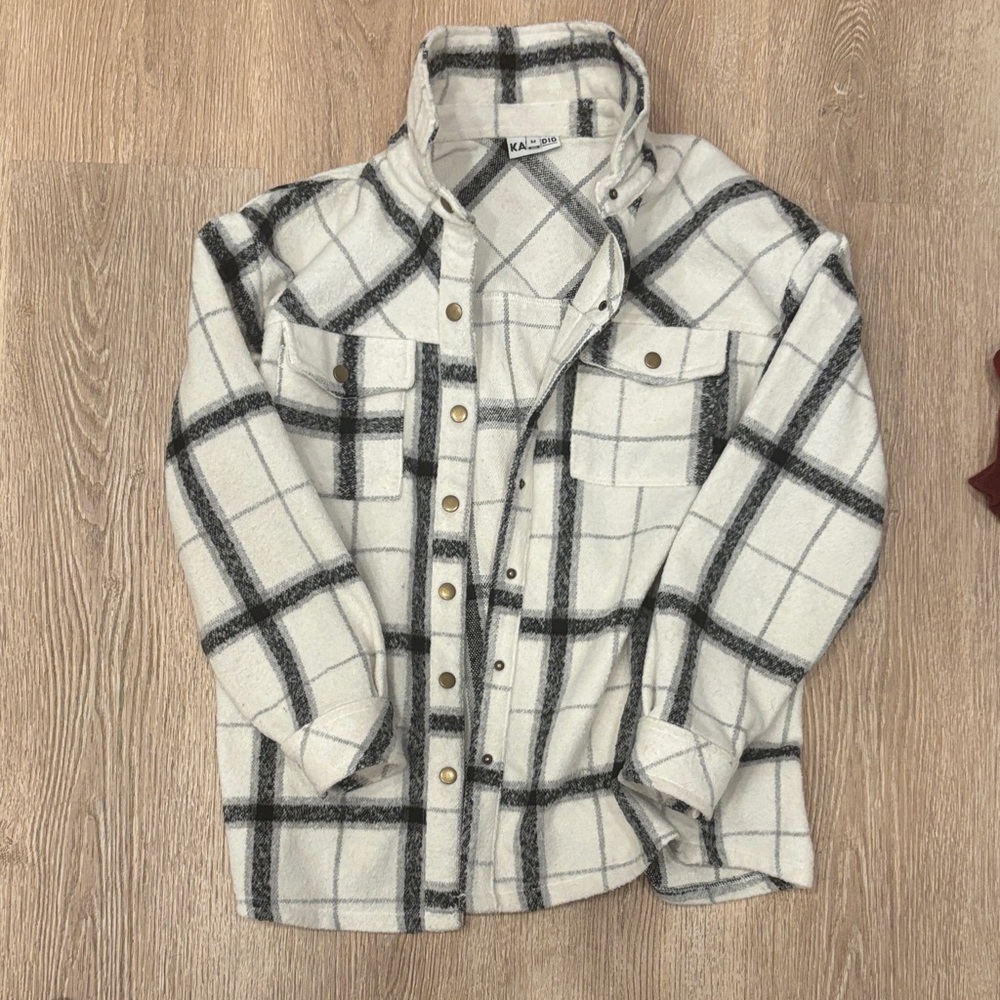 Katydid Black and White Plaid Button Down Shirt